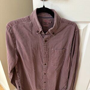 Men's Small Faherty Organic Cotton Long Sleeve Maroon Shirt
